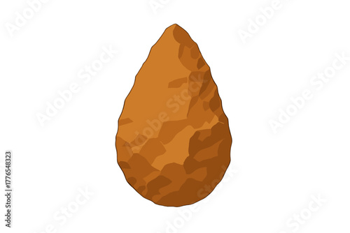 Ancient Paleolithic stone hand axe artifact with rough chipped surface texture