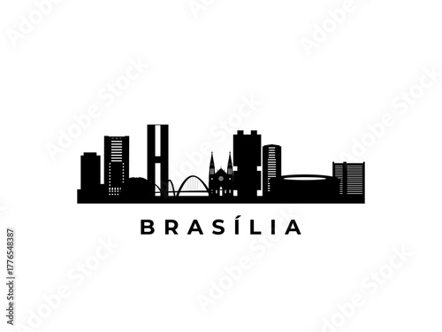 Vector Brasilia skyline. Travel Brasilia famous landmarks. Business and tourism concept for presentation, banner, web site.