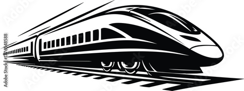 Modern High Speed Train silhouette vector Illustration isolated on a white background