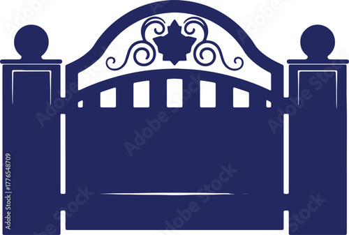 Elegant Navy Blue Gate with Ornate Design for Gardens and Estates Illustration