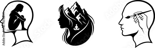 Three profile head icons representing internal thoughts and emotions