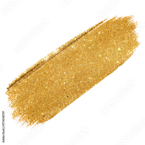 Sparkling Golden Glitter Swatch on a Clean White Background for Creative Proj...