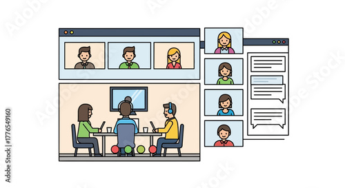 Dynamic team collaborates seamlessly through virtual meetings and shared workspaces for ultimate business productivity and connection