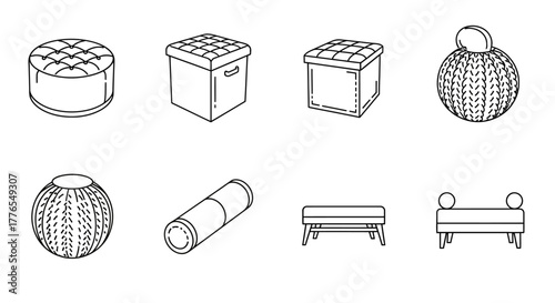 furniture illustration set ottomans bench and pouf a comfy seating selection for a cozy interior design suitable for home decor websites