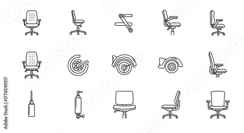 office chair parts line art of office chair components for assembly instructions spare parts catalog illustrating chair design seating ergonomics furniture