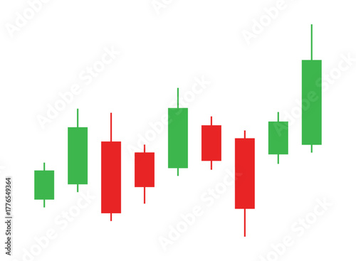 Candlestick chart icon for digital financial growth and decline. Stock market or forex trading chart sign. Vector illustration