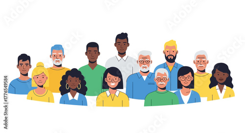 Diverse group of people smiling together, showcasing community, teamwork, and unity, perfect for representing global teams and inclusive workplaces