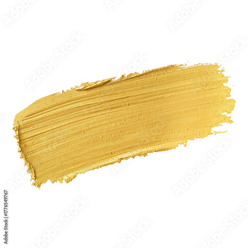 Vivid Golden Paint Stroke Creating a Bright and Cheerful Ambiance for Art Pro...