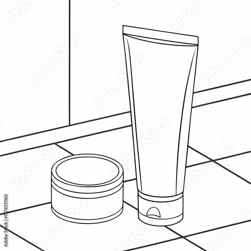 Bathroom bliss featuring essential skincare cream and container, perfect for promoting self-care and wellness routines for health and beauty campaigns online now