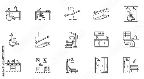 accessible design illustrating wheelchair-friendly environments equipment for disabilities promoting inclusivity  universal accessibility in public spaces