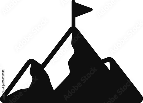 Mountain peak summit flag success goal achievement