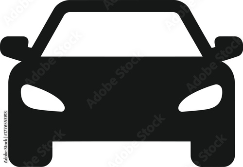 Modern car icon front view black silhouette