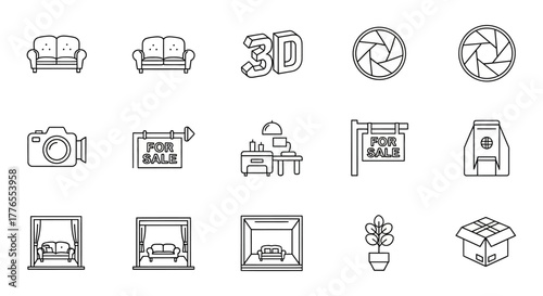 3d rendering of furniture showcasing interior design elements for real estate marketing home decor concepts and virtual staging presentations