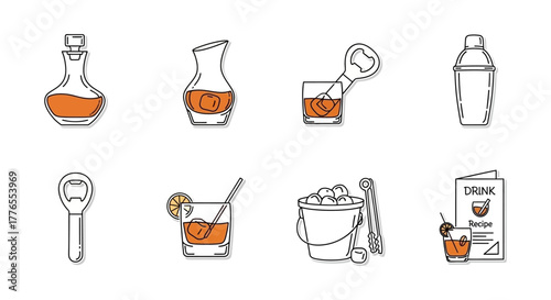 cocktail preparation bar tools and recipe book for creating refreshing drinks illustrating mixology techniques and home bartending guides.