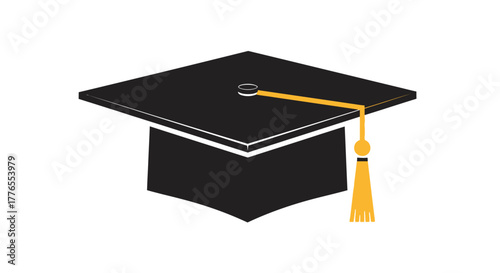A simple graphic of a square academic cap with a gold tassel, often used to symbolize graduation and achievement