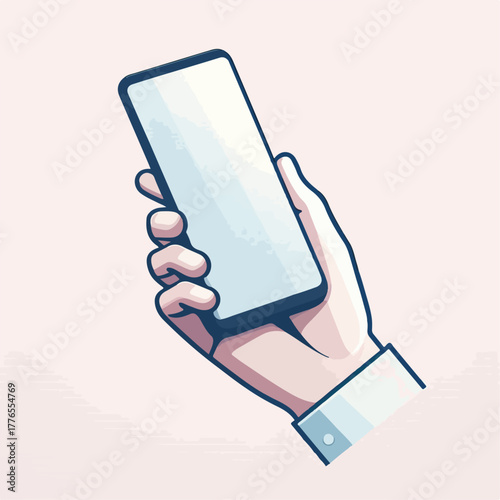 flat illustration of hand holding cellphone