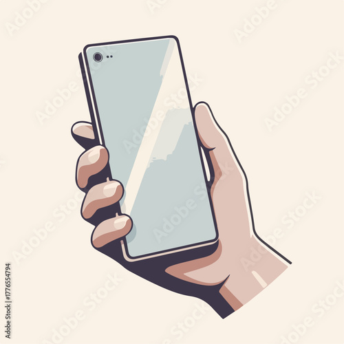 flat illustration of hand holding cellphone