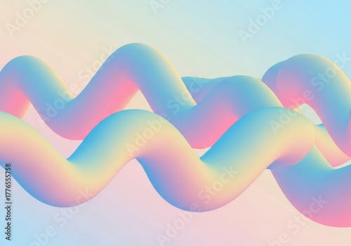 Abstract soft fluid pastel gradient wavy lines background design
