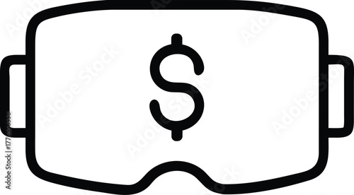 vr headset with dollar sign displaying cyber monday outline icon