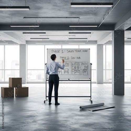 Businessman walking in office interior