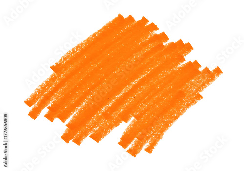 A bold and dynamic digital representation of an expressive hand-drawn orange crayon or marker scribble against a stark black backdrop perfect for