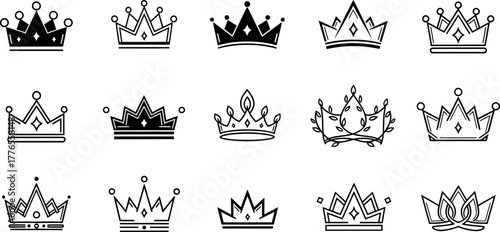A Collection of King, Queen, and Princess Diadems, Monarch Symbols, and Majestic Headwear Outlines for Luxury and Power.