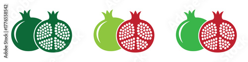 pomegranate fruit icon silhouette vector art illustration. pomegranate icon, fruits vector icon - simple vector illustration of a pomegranate.