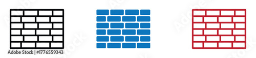 Brick wall icon. Stone block barrier symbol. Construction facade brickwork vector illustration. Perspective brick wall texture sign. Masonry building pictogram. Architecture concept isolated.