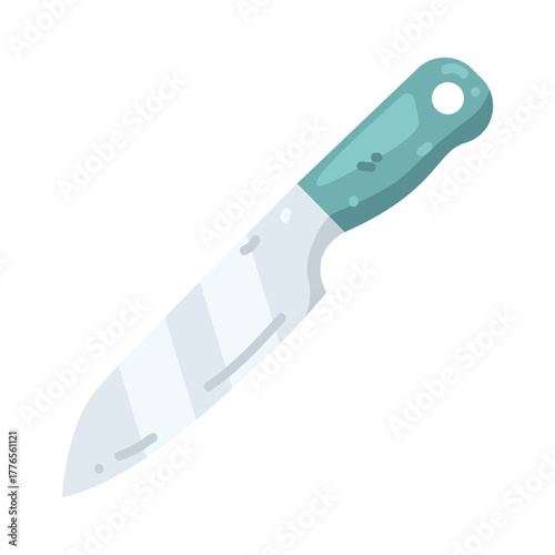 Illustration of Paring Knife with Blue Handle