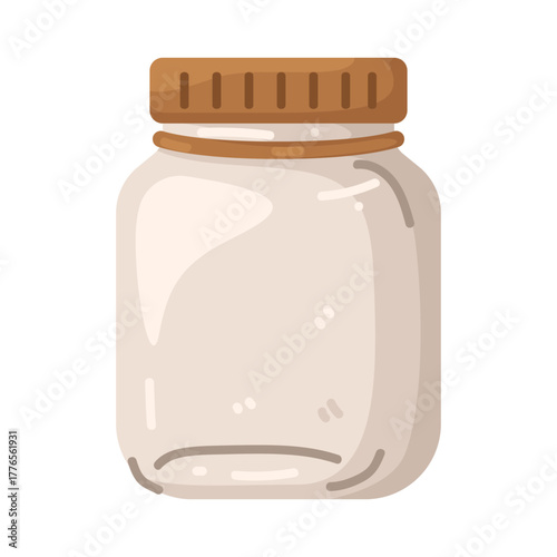 Illustration of Glass Jar with Brown Lid