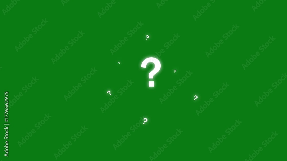 Question mark animation on chroma key glowing white effect on green ...