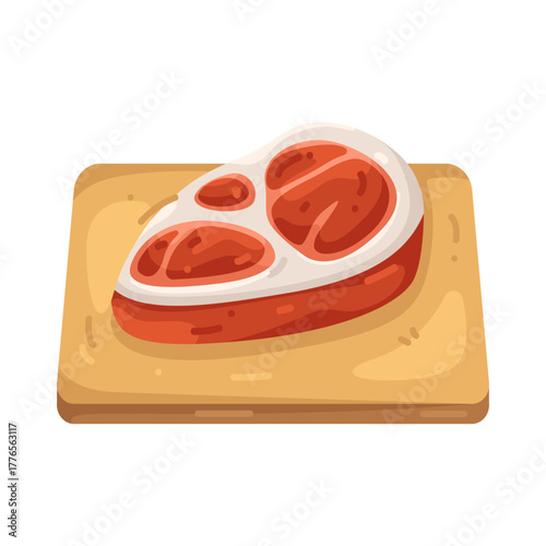 Illustration of Raw Steak on Cutting Board