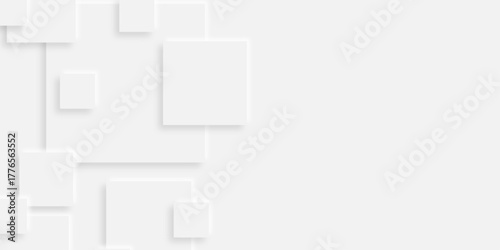Abstract white rectangle shape geometric line background. abstract seamless modern white and gray color technology concept geometric rectangle vector background neomorphism style poster, banner design