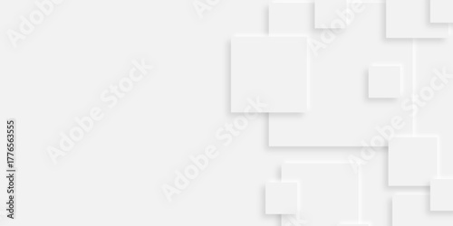 Abstract white rectangle shape geometric line background. abstract seamless modern white and gray color technology concept geometric rectangle vector background neomorphism style poster, banner design