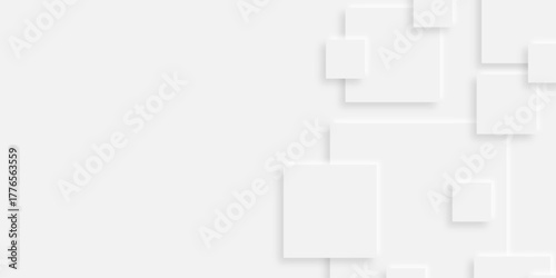 Abstract white rectangle shape geometric line background. abstract seamless modern white and gray color technology concept geometric rectangle vector background neomorphism style poster, banner design