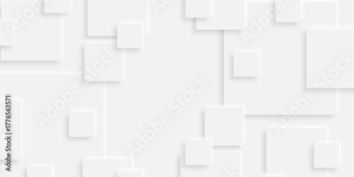 Abstract white rectangle shape geometric line background. abstract seamless modern white and gray color technology concept geometric rectangle vector background neomorphism style poster, banner design