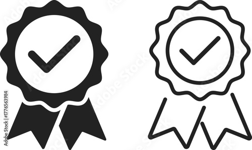 Award and Achievement Badge icon set. Winner Emblem Reward Symbols. Quality Assurance Mark and Verified Seal sign.  Trophy, Recognition signs