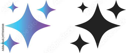 Generative AI logo icon set. Artificial Intelligence Creation symbol. Ai generate icons collection. magic sparkle stars symbol