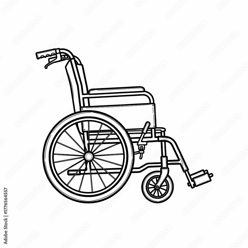 Fototapeta premium Wheelchair outline illustration concept of isolated on white 