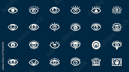 Collection of Hand-Drawn Eye Illustrations with Various Styles and Expressions.