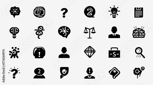 Collection of various icons representing ideas and concepts for design.