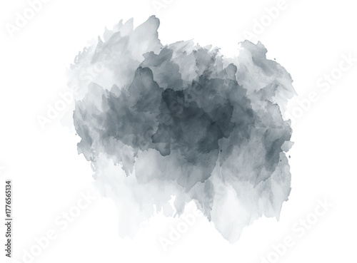 Abstract watercolor stain, a delicate blend of gray hues creating a soft and dreamy texture for artistic designs