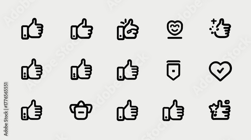 Thumbs up icons representing approval and positive feedback in various styles.