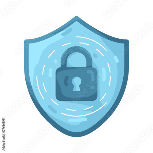 Illustration of Blue Shield with Padlock 
