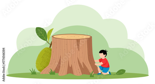 A Curious Child Exploring Nature Amidst The Verdant Beauty Of The Outdoors