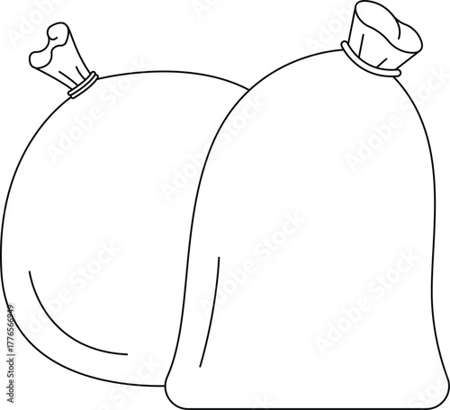 Trash Bag Outline Icon Illustration on White Background