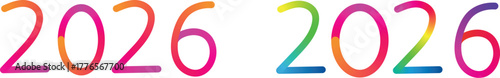 Colorful rainbow gradient numbers 2026 displayed side by side