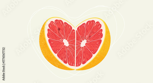 A Heart-Shaped Citrus Fruit Design Exhibiting Juiciness, Love, And Valentine's Day Symbolism