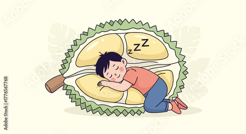 A Kid Dozing Comfortably on a Durian, Sweet Dream Symbolism and Sleeping