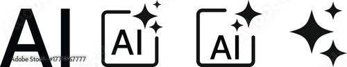 Generative AI logo icon set. Artificial Intelligence Creation symbol. Ai generate icons collection. magic sparkle stars symbol